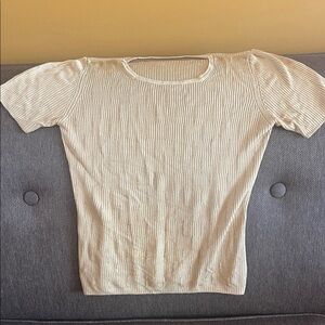 Short Sleeve Knit Tee in Cream